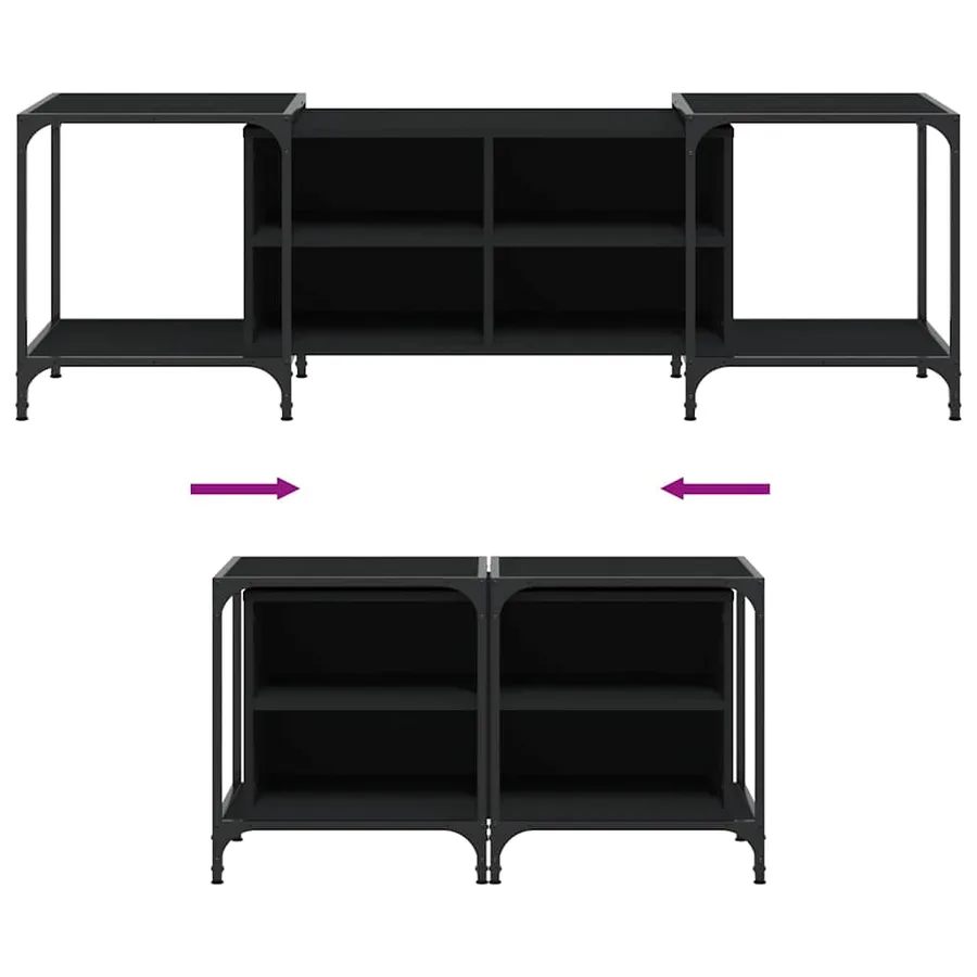 Meuble TV noir 153x37x50 cm bois d'ingénierie - 7