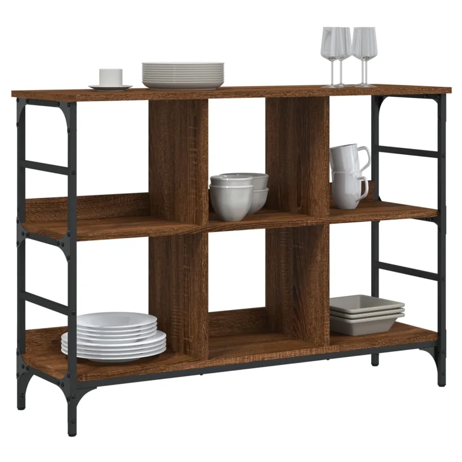 Buffet chêne marron 102x32x73,5 cm bois d'ingénierie - 3