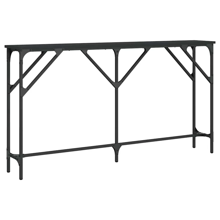 Table console noir 140x23x75 cm bois d'ingénierie - 2