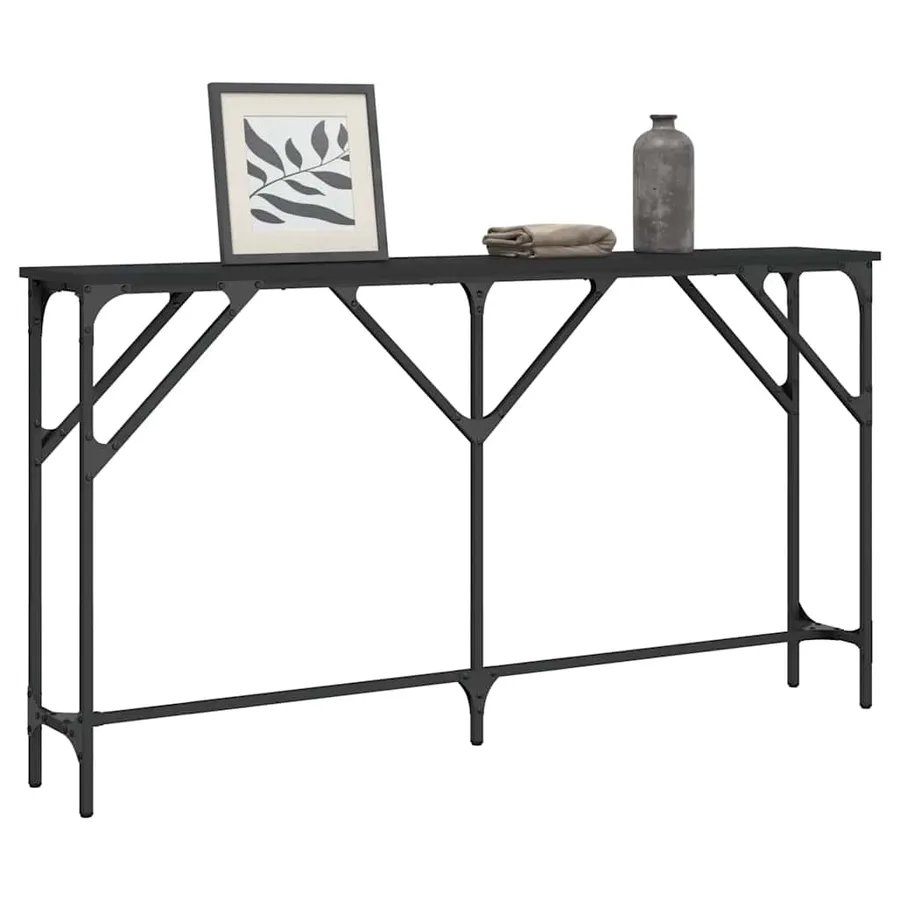 Table console noir 140x23x75 cm bois d'ingénierie - 3