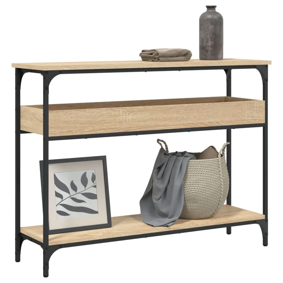 Table console avec étagère Chêne Sonoma 100 x 29 x 75 cm Bois d'ingénierie