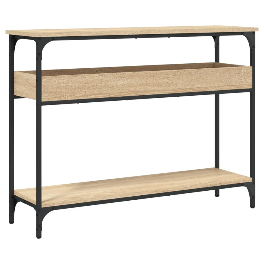 Table console avec étagère Chêne Sonoma 100 x 29 x 75 cm Bois d'ingénierie - 2