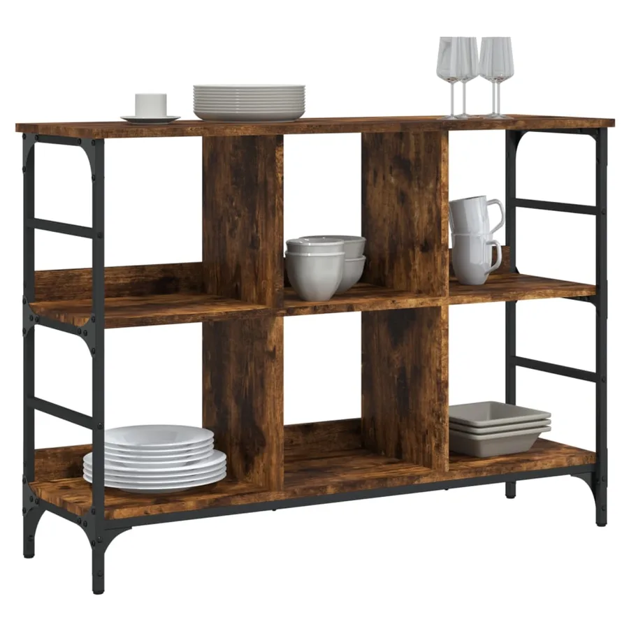 Buffet chêne fumé 102x32x73,5 cm bois d'ingénierie - 3