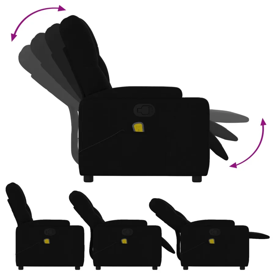 Fauteuil de massage inclinable noir tissu - 5