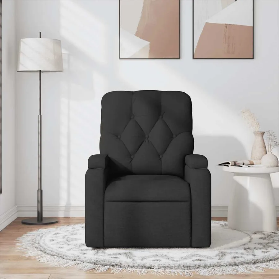 Fauteuil de massage inclinable Noir Tissu - 3