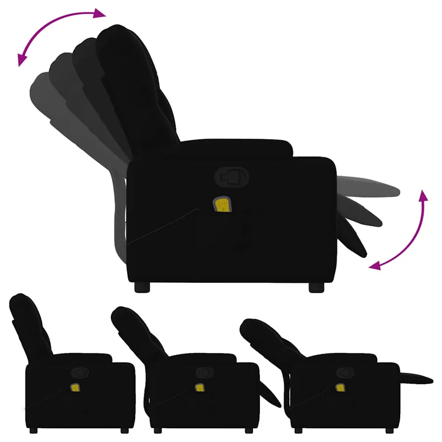 Fauteuil de massage inclinable Noir Tissu - 6