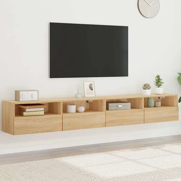 Meubles TV muraux 2pcs chêne sonoma 100x30x30cm bois ingénierie