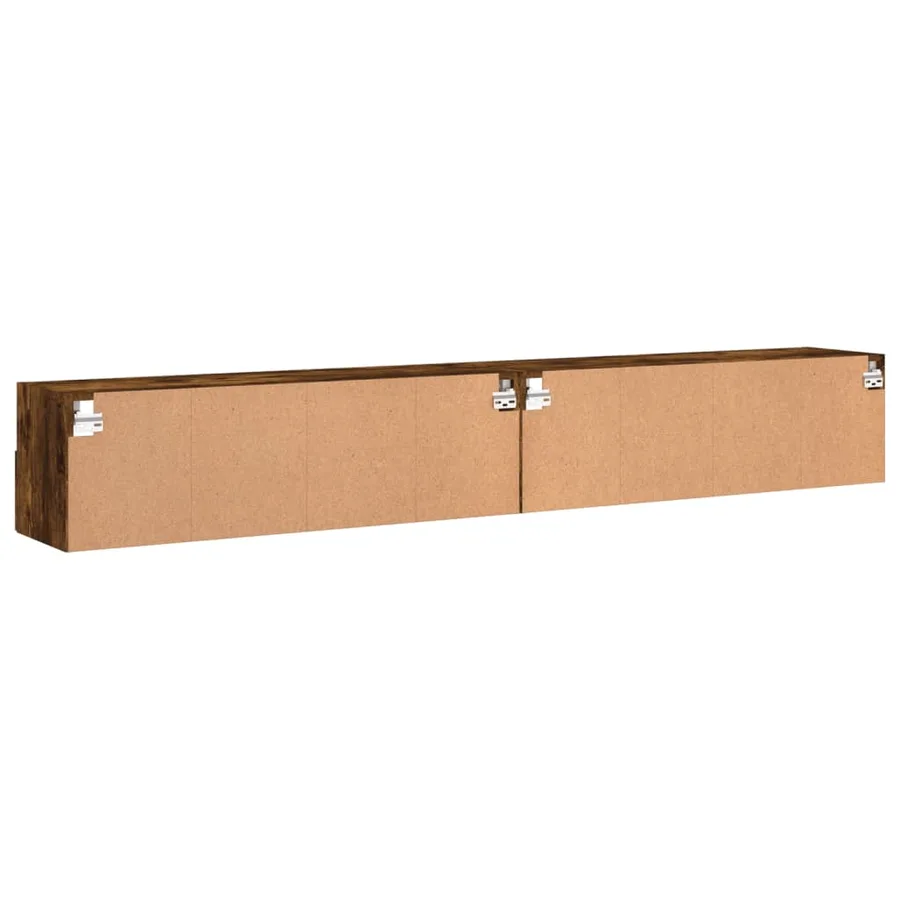 Meubles TV muraux 2pcs chêne fumé 100x30x30cm bois d'ingénierie - 9