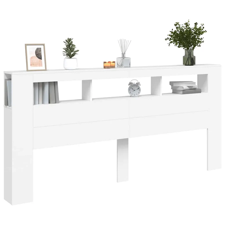 Tête de lit à LED blanc 220x18,5x103,5 cm bois d'ingénierie - 12