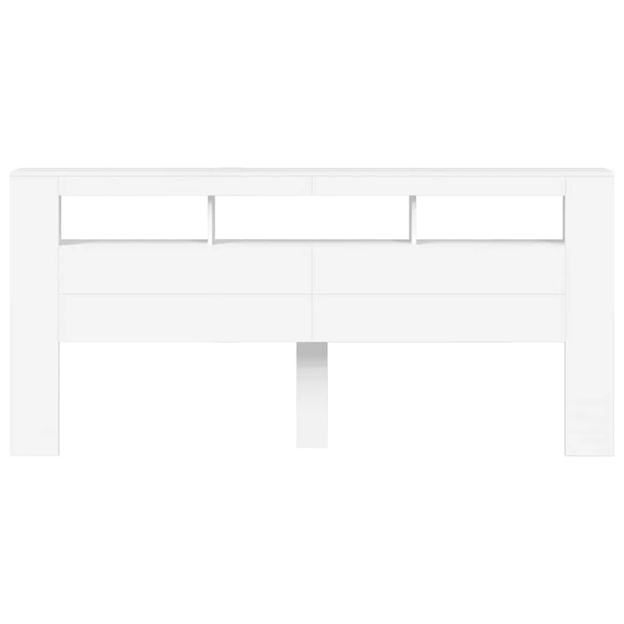 Tête de lit à LED blanc 220x18,5x103,5 cm bois d'ingénierie - 5