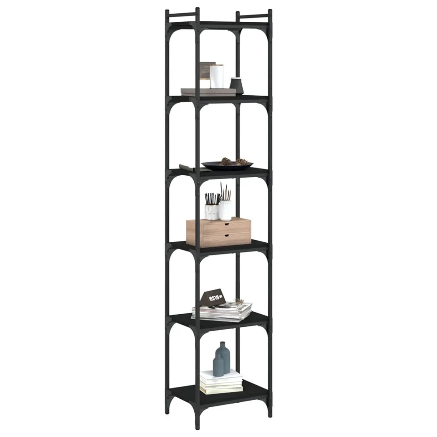Bibliothèque 6 niveaux noir 40x30x188 cm bois d'ingénierie - 3