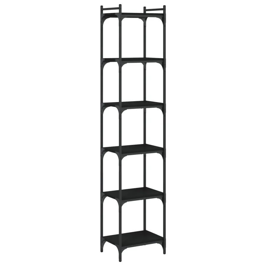Bibliothèque 6 niveaux noir 40x30x188 cm bois d'ingénierie - 6