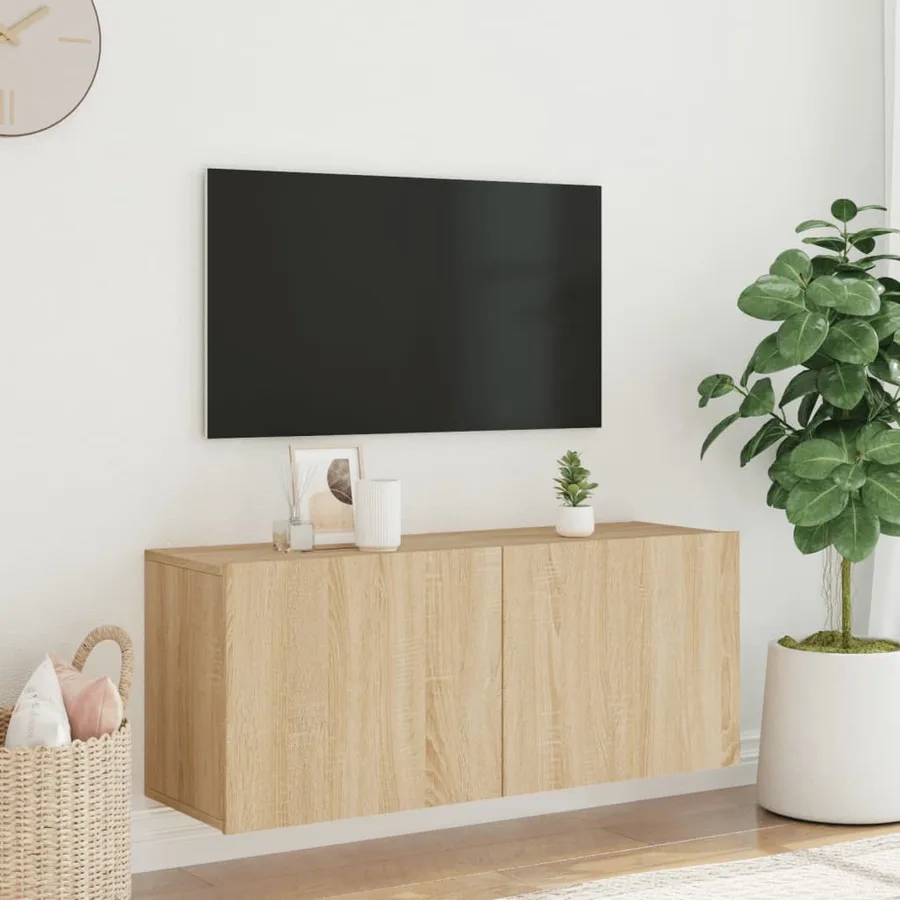 Meuble TV mural chêne sonoma 100x30x41 cm - 3