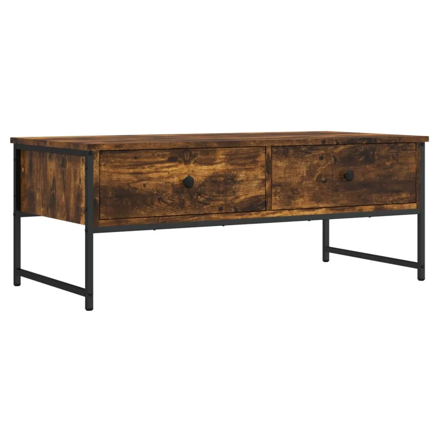 Table basse chêne fumé 101x49x39,5 cm bois d'ingénierie - 2