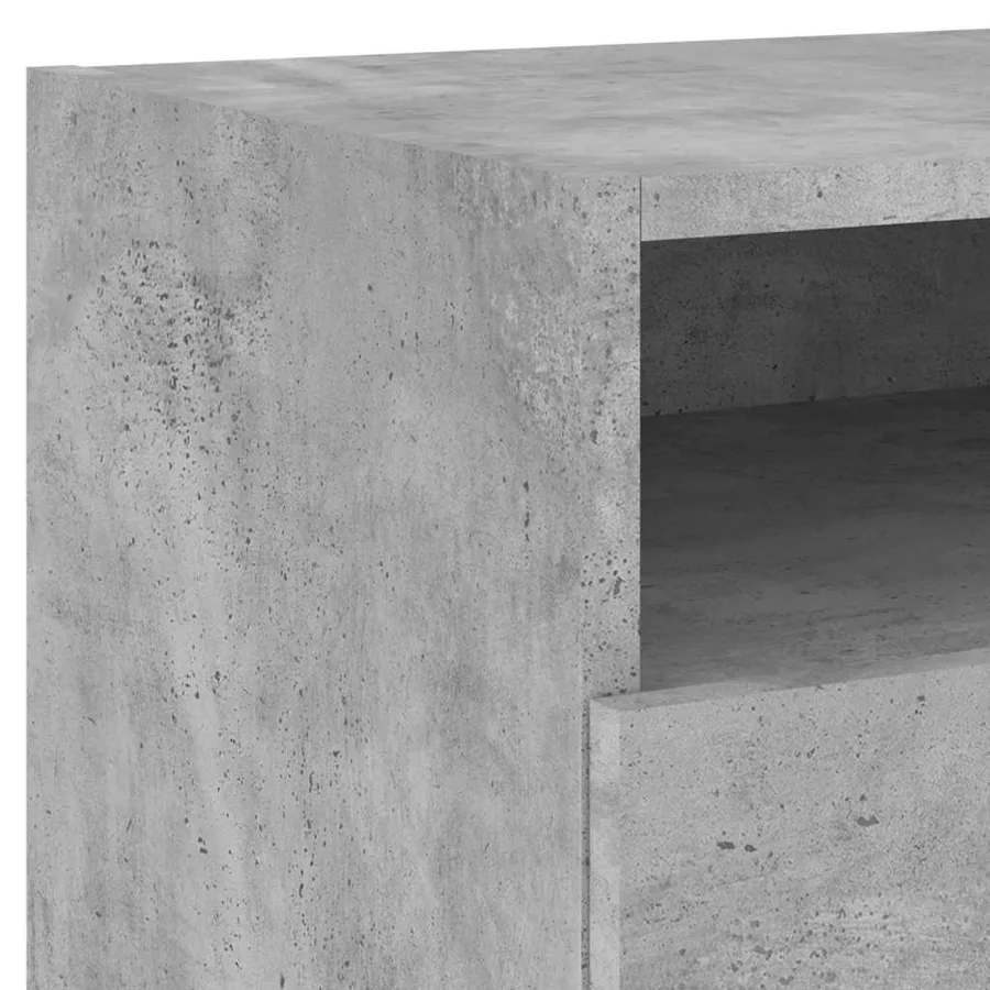 Armoires de chevet avec lumières LED 2 pcs gris béton - 11