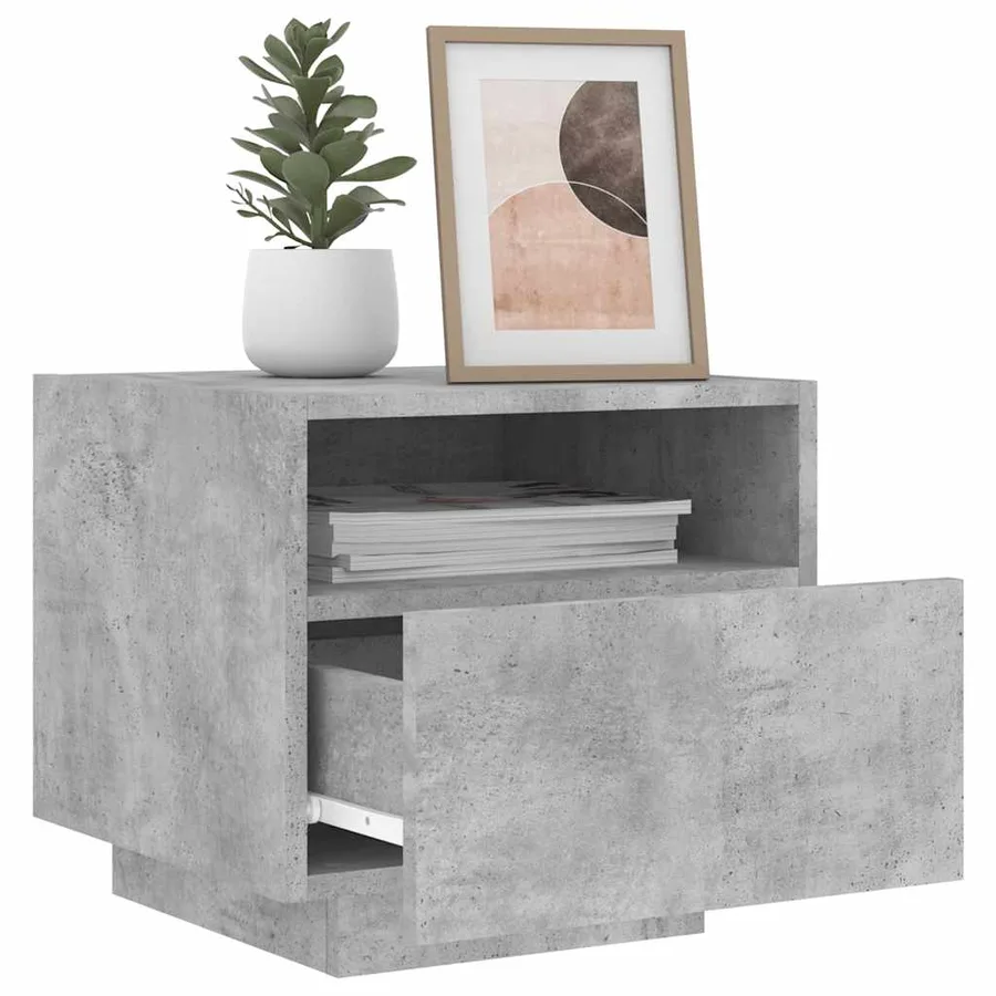 Armoires de chevet avec lumières LED 2 pcs gris béton - 4