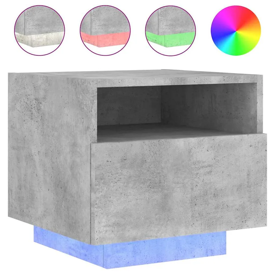 Armoires de chevet avec lumières LED 2 pcs gris béton - 5