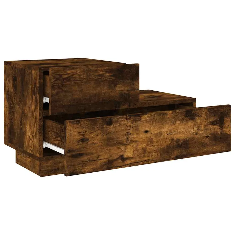 Table de chevet avec lumières LED chêne fumé 70x36x40,5 cm - 6