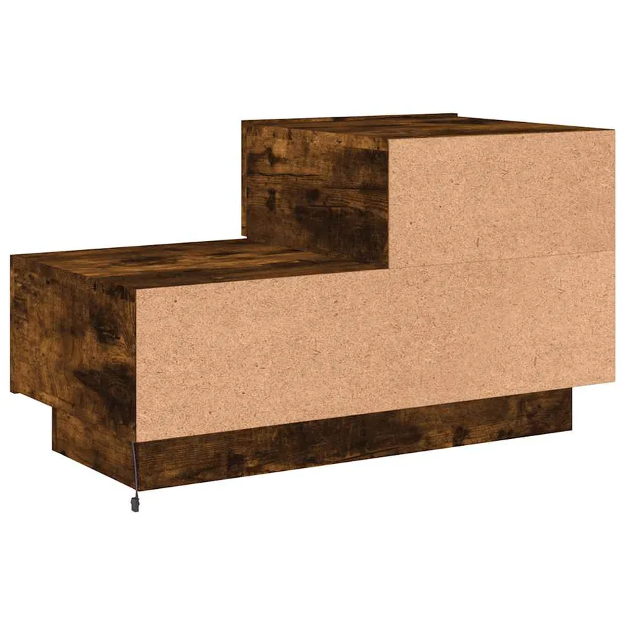 Table de chevet avec lumières LED chêne fumé 70x36x40,5 cm - 9