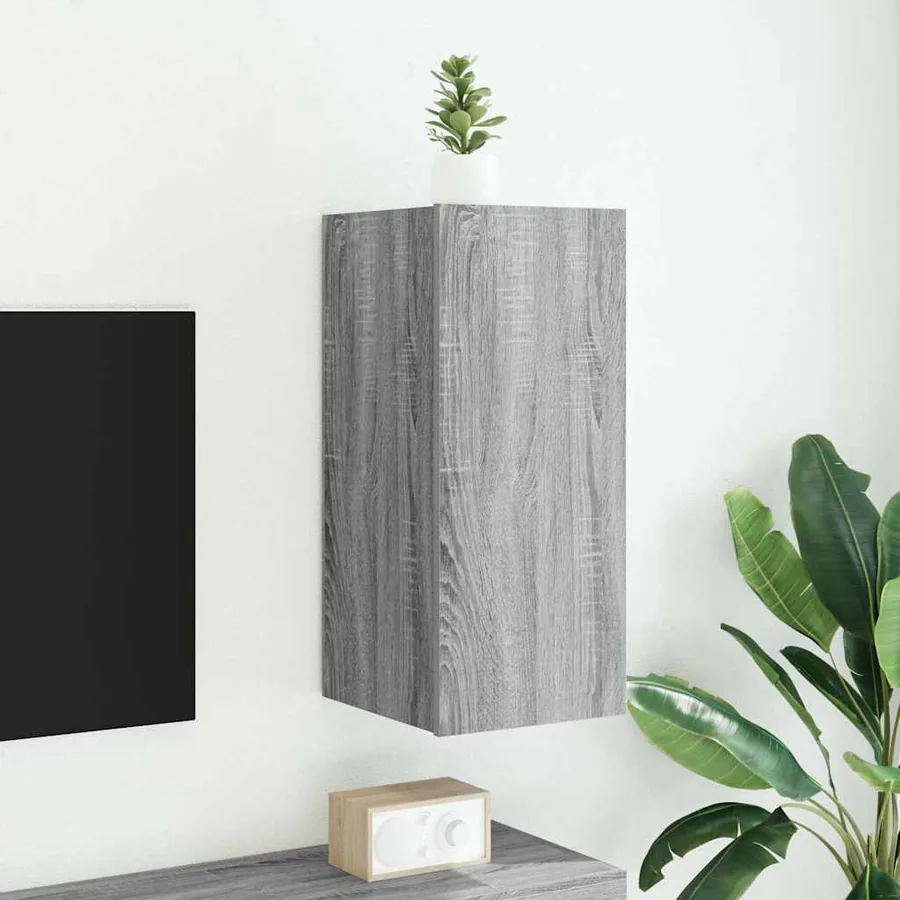 Meuble TV mural avec lumières LED sonoma gris 30,5x35x70 cm