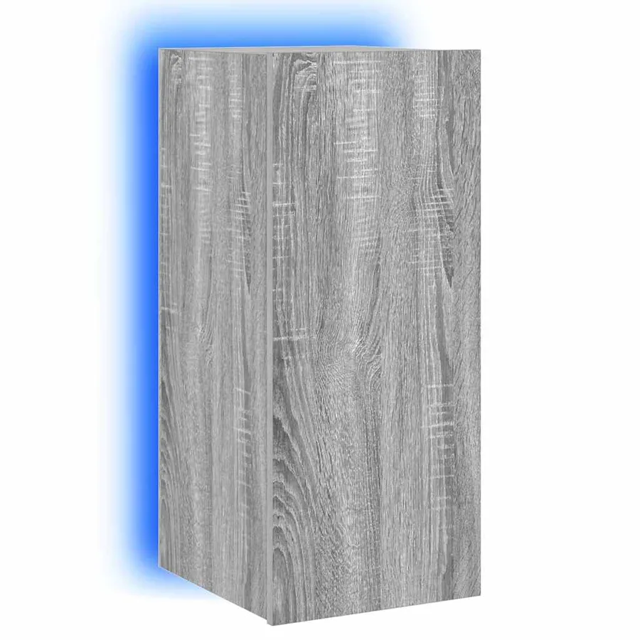 Meuble TV mural avec lumières LED sonoma gris 30,5x35x70 cm - 5