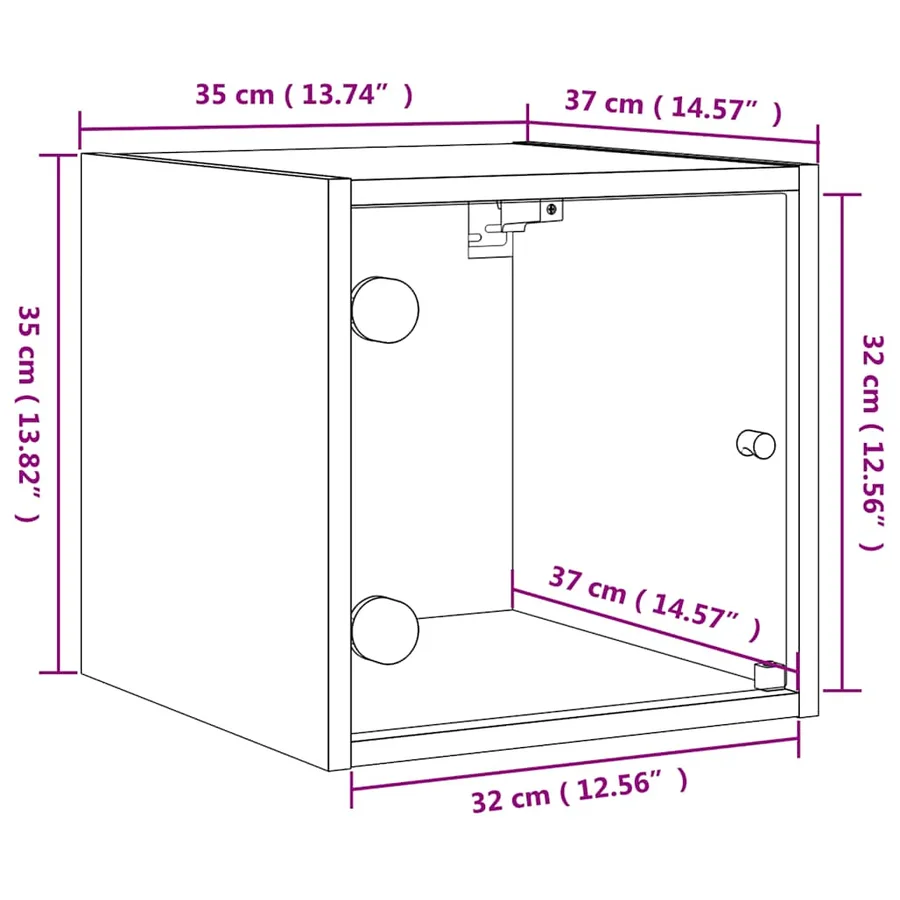 Table de chevet avec porte en verre chêne fumé 35x37x35 cm - 13