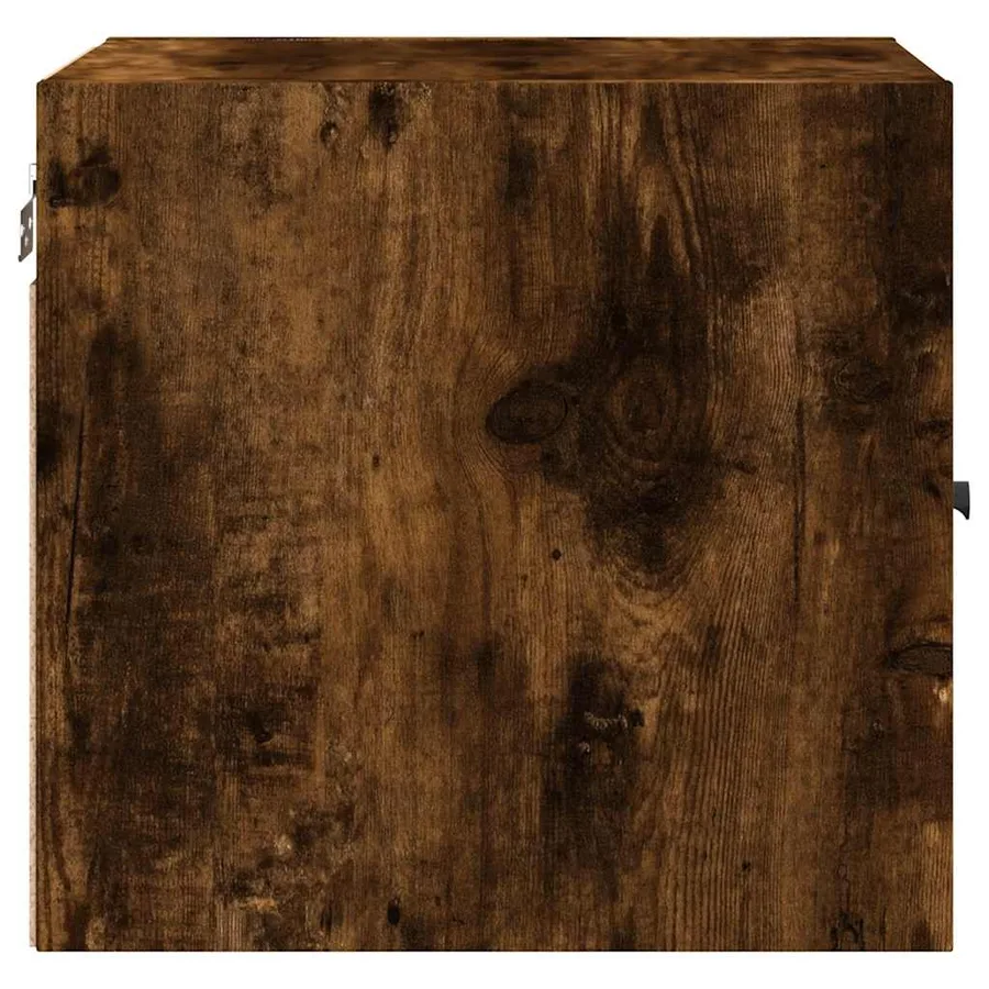 Table de chevet avec porte en verre chêne fumé 35x37x35 cm - 7