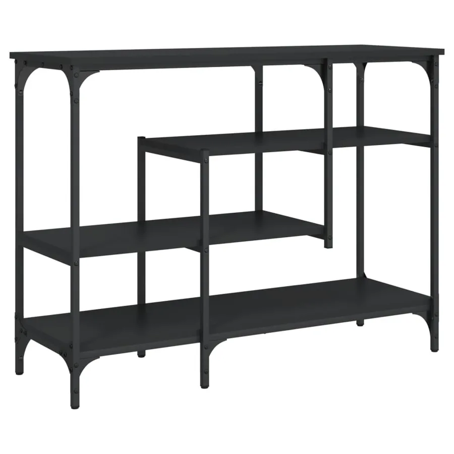 Table console avec étagères noir 100x35x75 cm - 2