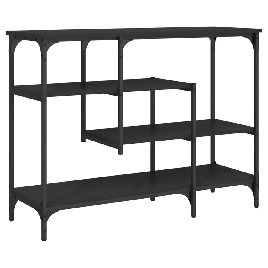 Table console avec étagères noir 100x35x75 cm - 6
