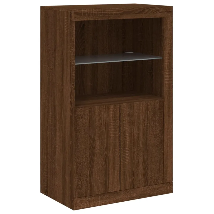 Buffet avec lumières LED chêne marron 162x37x100 cm - 10