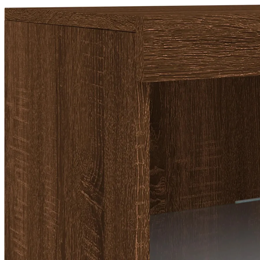 Buffet avec lumières LED chêne marron 162x37x100 cm - 11