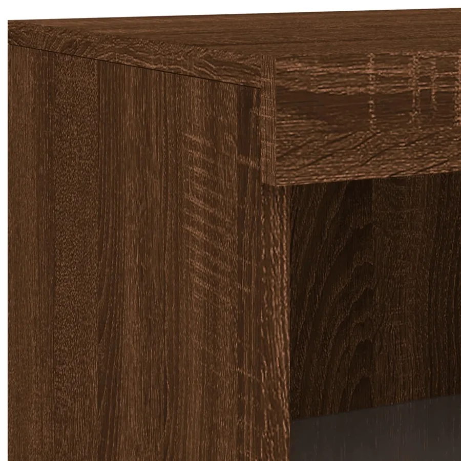 Buffet avec lumières LED chêne marron 162x37x100 cm - 12