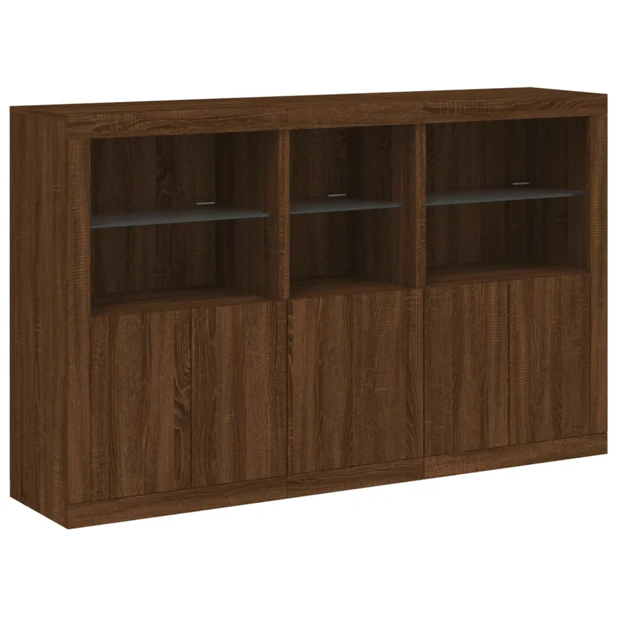 Buffet avec lumières LED chêne marron 162x37x100 cm - 3
