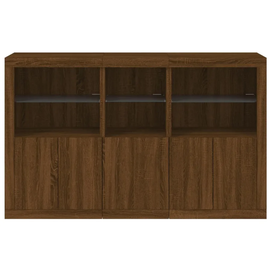 Buffet avec lumières LED chêne marron 162x37x100 cm - 6
