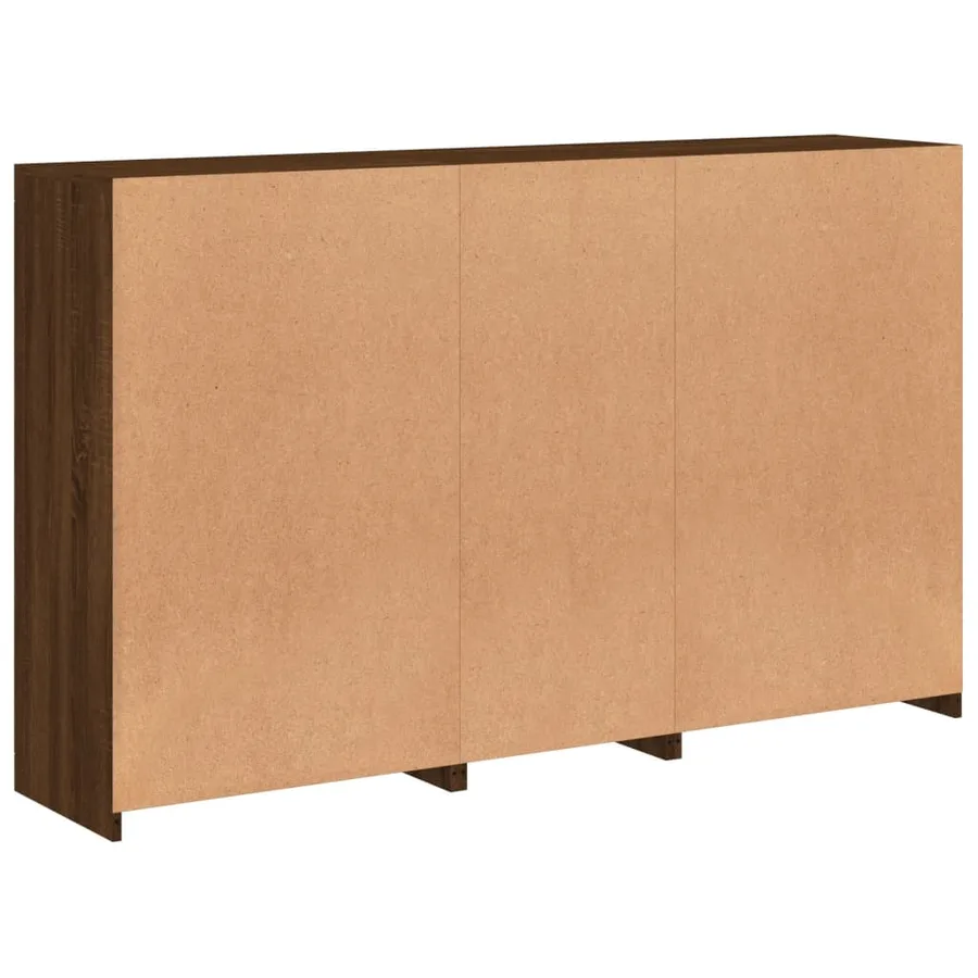 Buffet avec lumières LED chêne marron 162x37x100 cm - 8