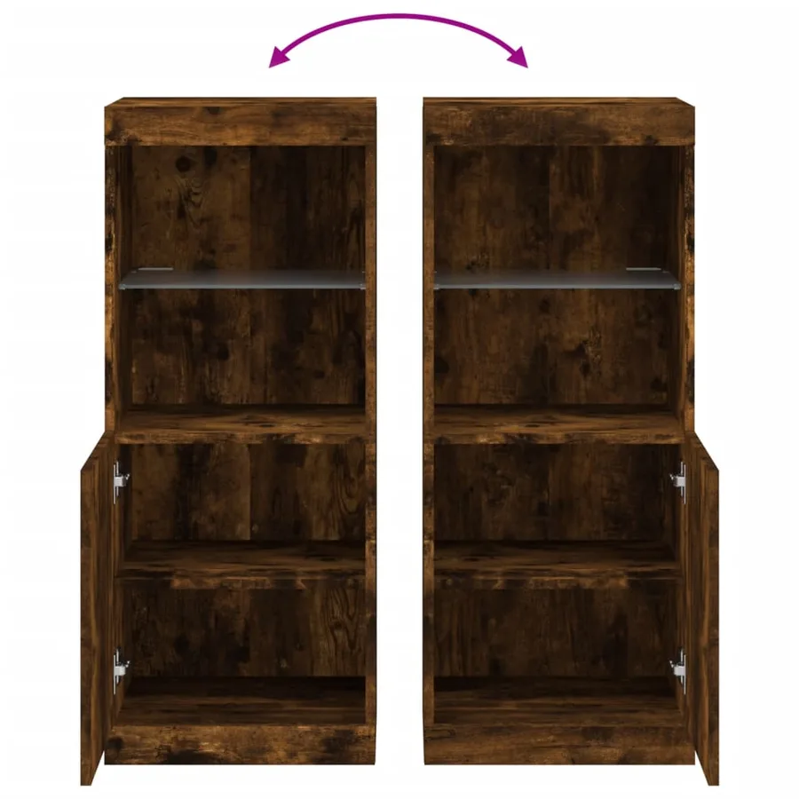 Buffet avec lumières LED chêne fumé 41x37x100 cm - 10
