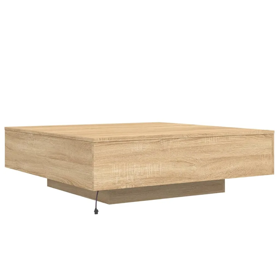 Table basse avec lumières LED chêne sonoma 100x100x31 cm - 8