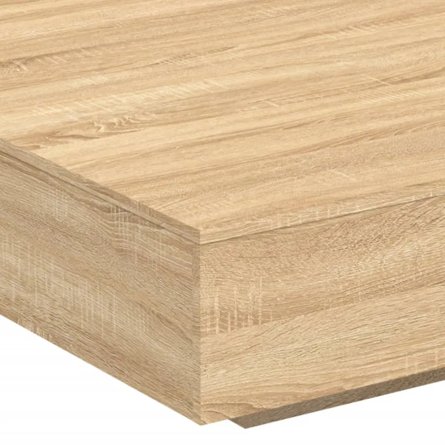Table basse avec lumières LED chêne sonoma 100x100x31 cm - 9