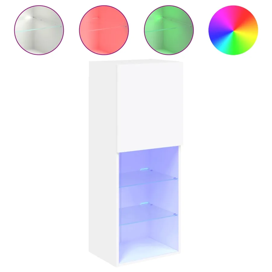 Meuble TV avec lumières LED blanc 40,5x30x102 cm - 2