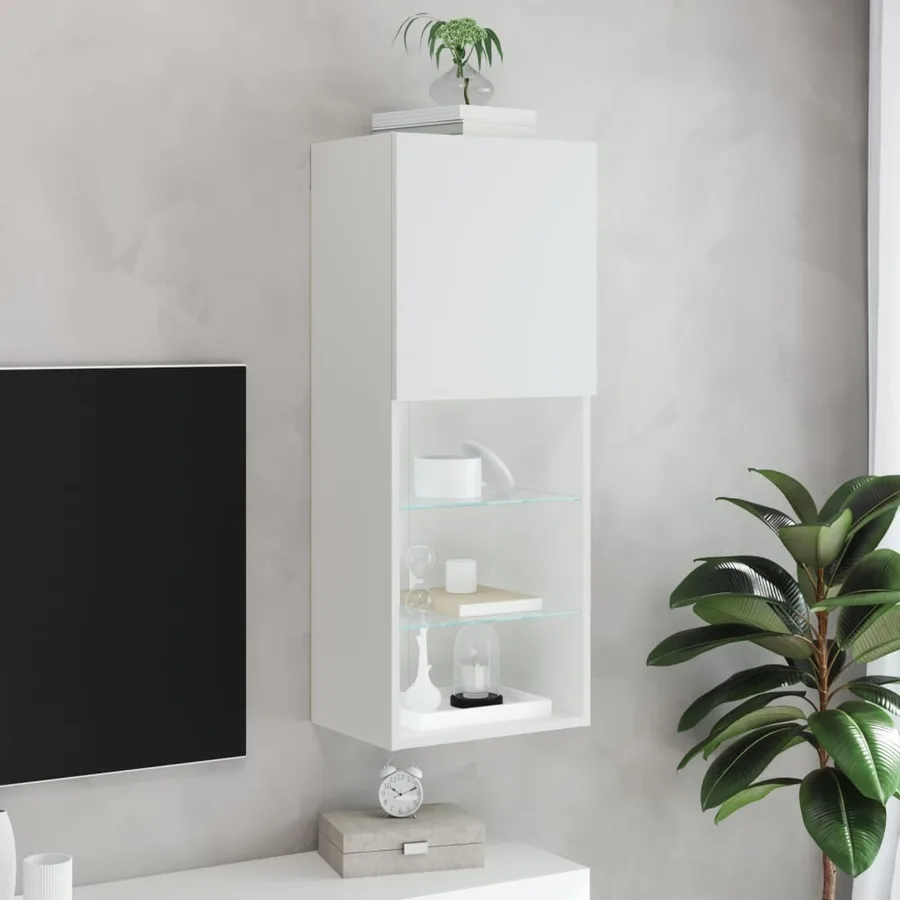Meuble TV avec lumières LED blanc 40,5x30x102 cm - 4