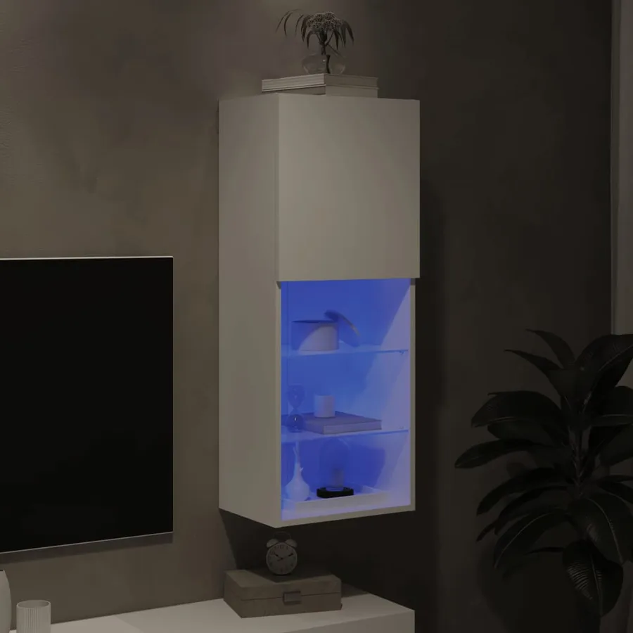 Meuble TV avec lumières LED blanc 40,5x30x102 cm - 5