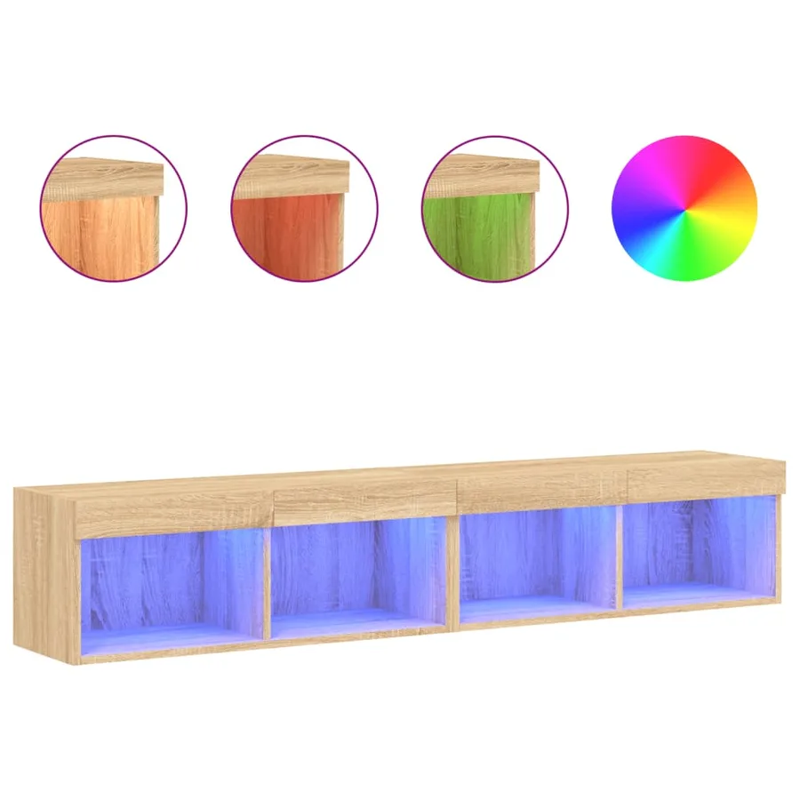 Meubles TV avec lumières LED 2 pcs chêne sonoma 80x30x30 cm - 2