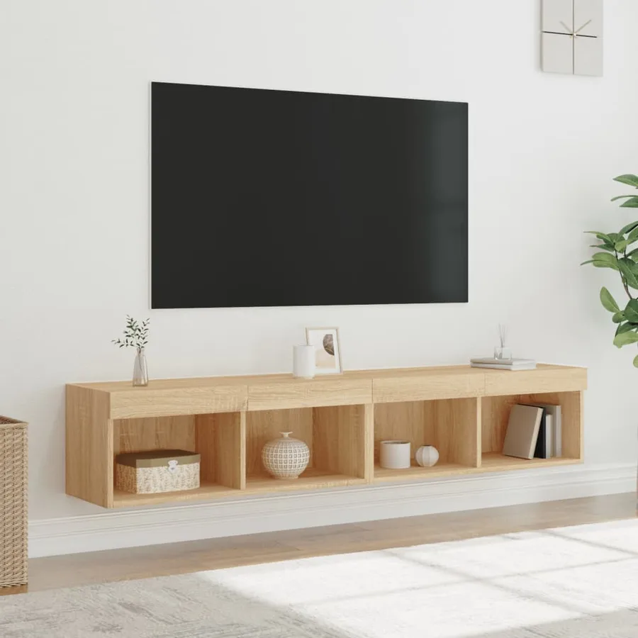 Meubles TV avec lumières LED 2 pcs chêne sonoma 80x30x30 cm - 5