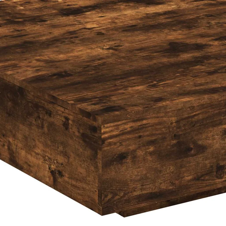 Table basse avec lumières LED chêne fumé 100x100x31 cm - 9
