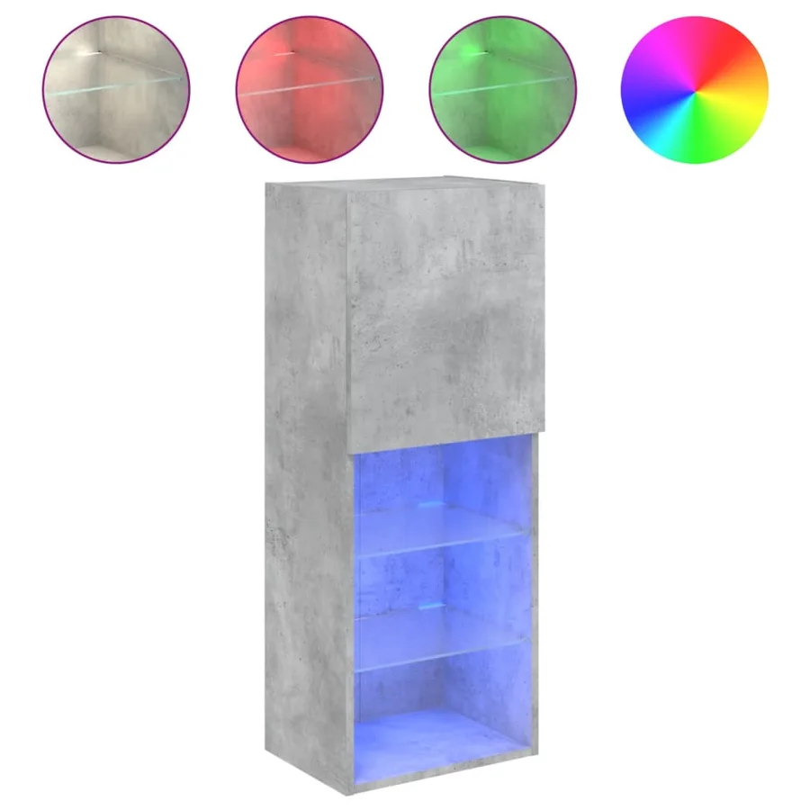 Meuble TV avec lumières LED gris béton 40,5x30x102 cm - 2