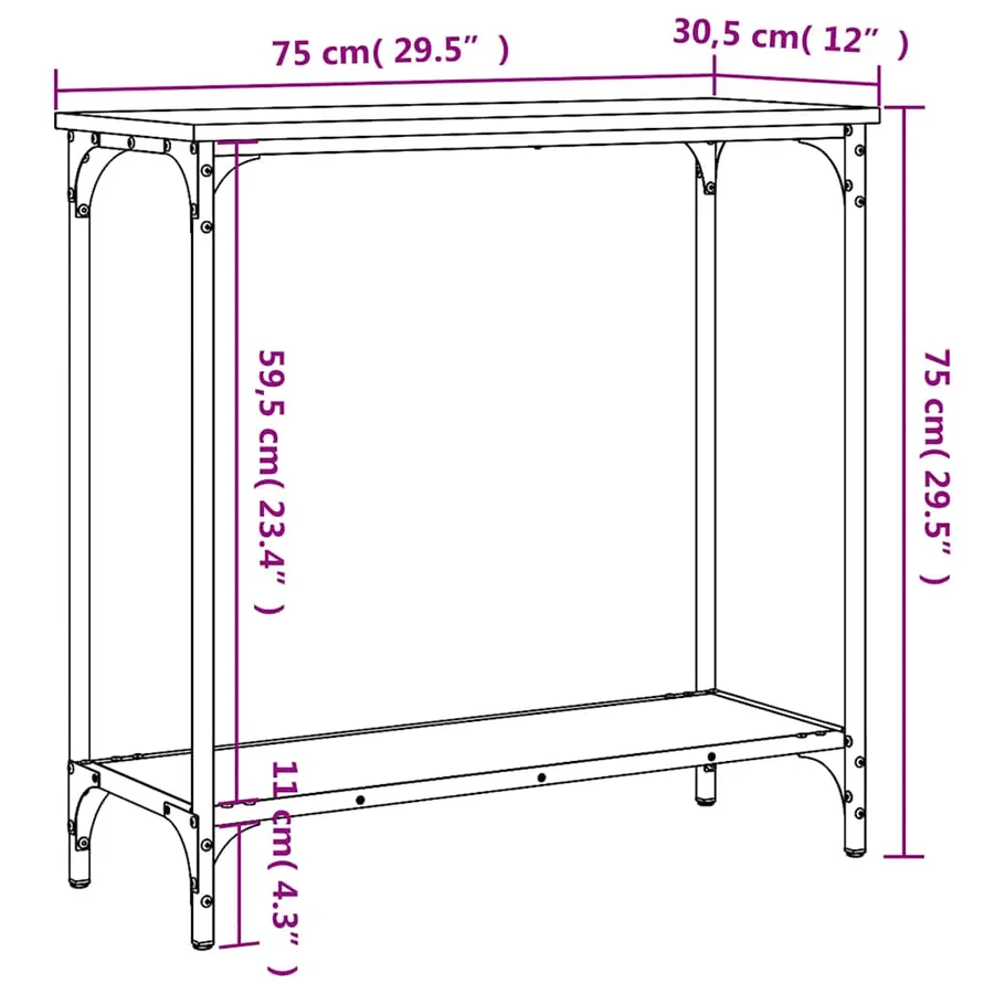 Table console noir 75x30,5x75 cm bois d'ingénierie - 9