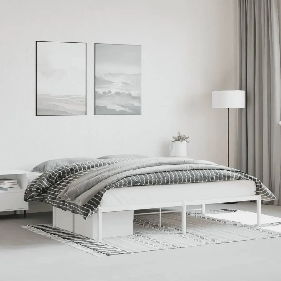 Cadre de lit métal sans matelas blanc 180x200 cm