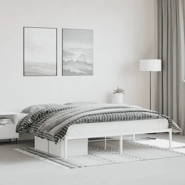 Cadre de lit métal sans matelas blanc 180x200 cm
