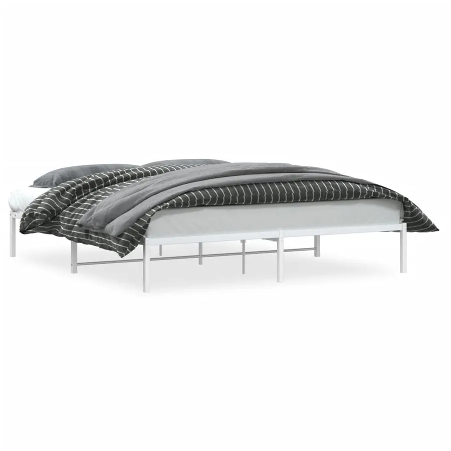 Cadre de lit métal sans matelas blanc 180x200 cm - 2