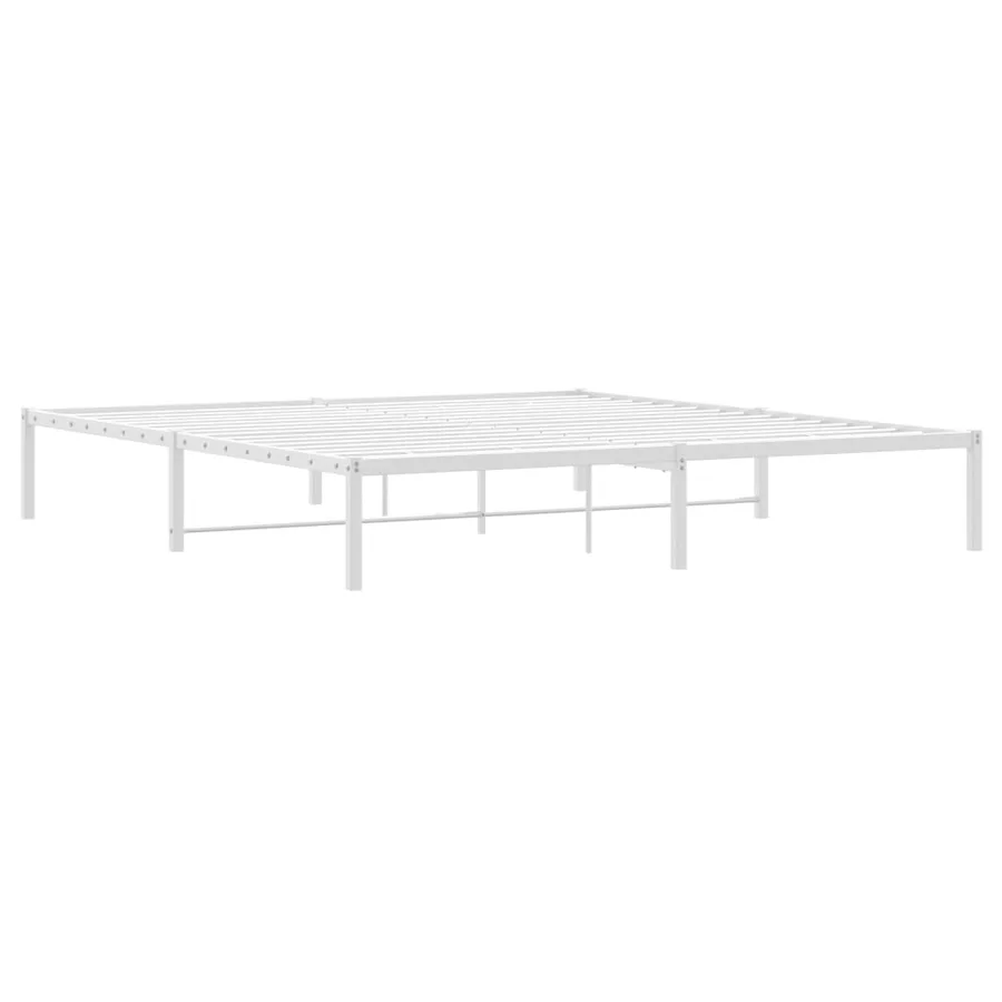 Cadre de lit métal sans matelas blanc 180x200 cm - 7